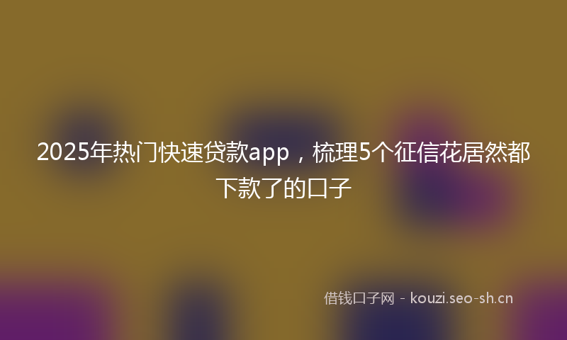 2025年热门快速贷款app，梳理5个征信花居然都下款了的口子