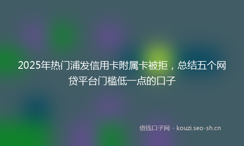 2025年热门浦发信用卡附属卡被拒，总结五个网贷平台门槛低一点的口子