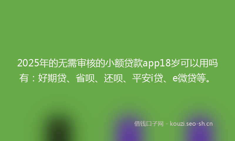 2025年的无需审核的小额贷款app18岁可以用吗有：好期贷、省呗、还呗、平安i贷、e微贷等。