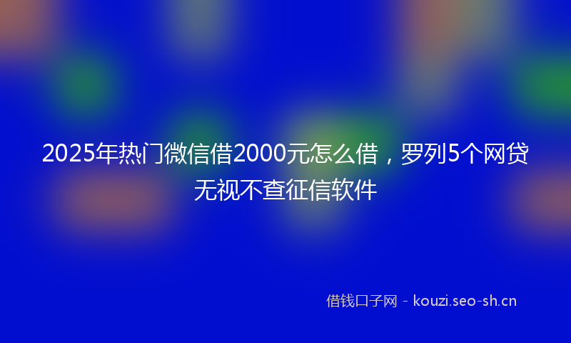 2025年热门微信借2000元怎么借，罗列5个网贷无视不查征信软件