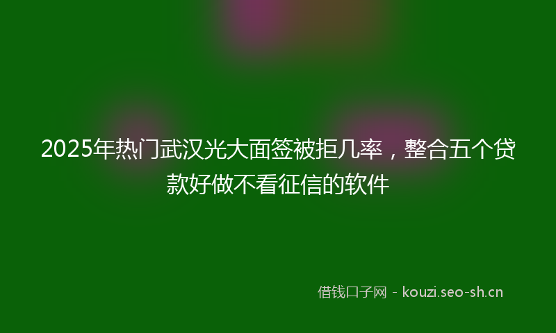 2025年热门武汉光大面签被拒几率,整合五个贷款好做不看征信的软件