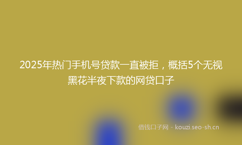 2025年热门手机号贷款一直被拒，概括5个无视黑花半夜下款的网贷口子