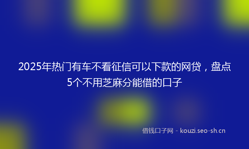 2025年热门有车不看征信可以下款的网贷，盘点5个不用芝麻分能借的口子