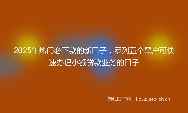 2025年热门必下款的新口子，罗列五个黑户可快速办理小额贷款业务的口子