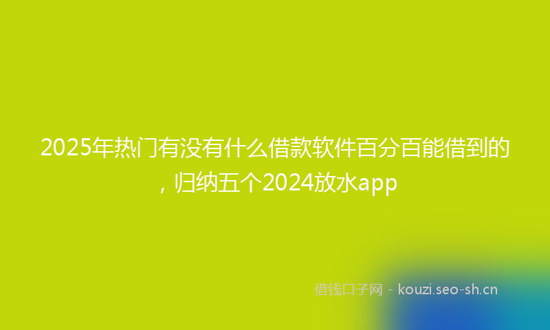 2025年热门有没有什么借款软件百分百能借到的，归纳五个2024放水app