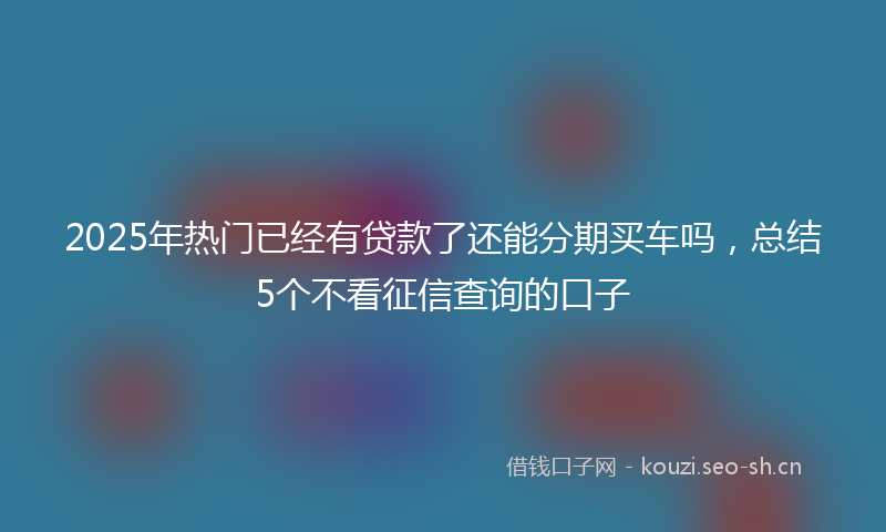 2025年热门已经有贷款了还能分期买车吗，总结5个不看征信查询的口子