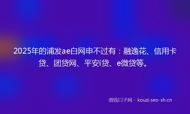 2025年的浦发ae白网申不过有：融逸花、信用卡贷、团贷网、平安i贷、e微贷等。