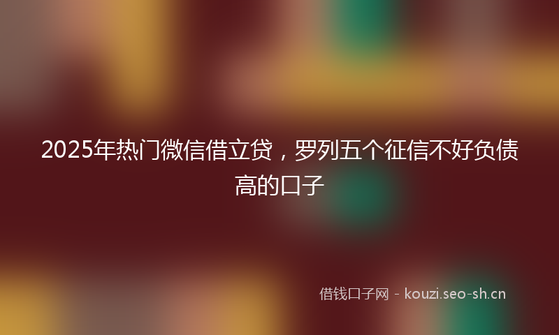 2025年热门微信借立贷，罗列五个征信不好负债高的口子