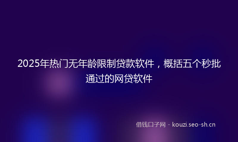 2025年热门无年龄限制贷款软件，概括五个秒批通过的网贷软件