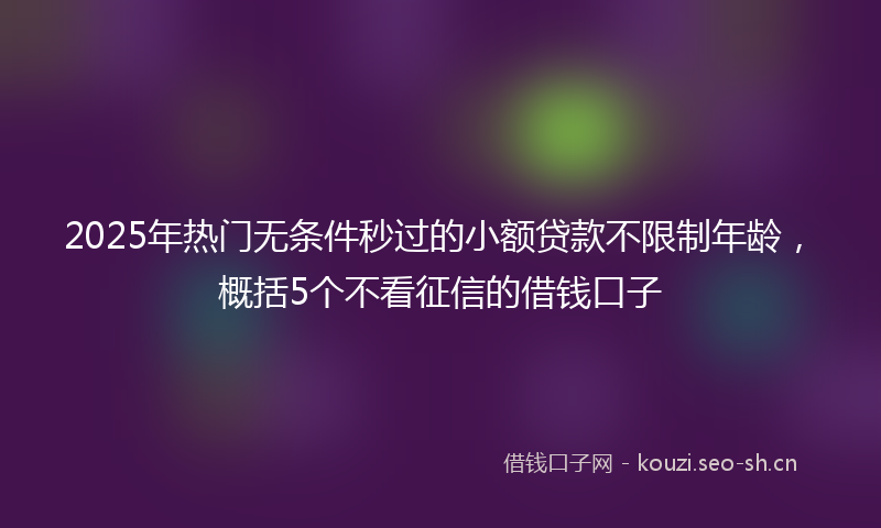 2025年热门无条件秒过的小额贷款不限制年龄,概括5个不看征信的借钱口子