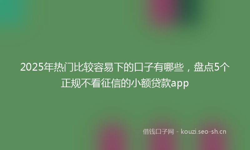 2025年热门比较容易下的口子有哪些，盘点5个正规不看征信的小额贷款app