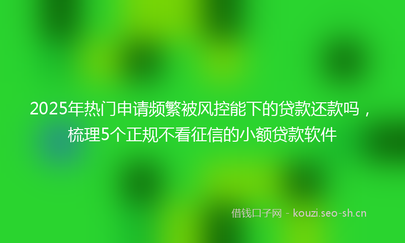 2025年热门申请频繁被风控能下的贷款还款吗，梳理5个正规不看征信的小额贷款软件