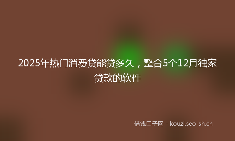 2025年热门消费贷能贷多久，整合5个12月独家贷款的软件