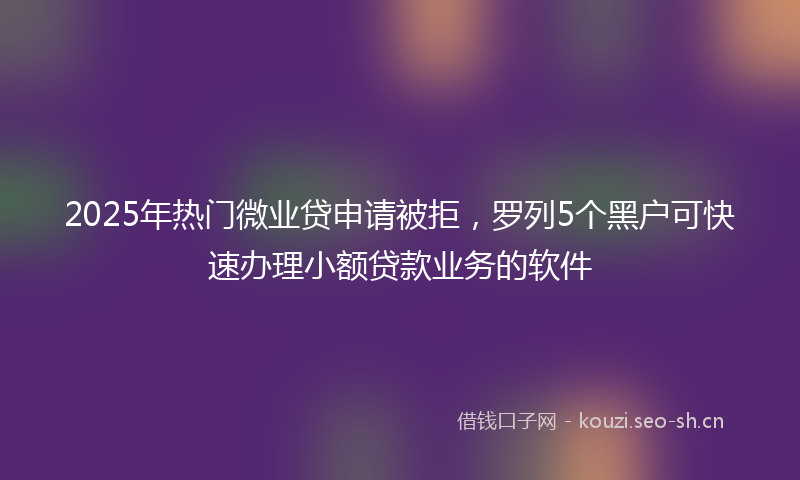 2025年热门微业贷申请被拒，罗列5个黑户可快速办理小额贷款业务的软件