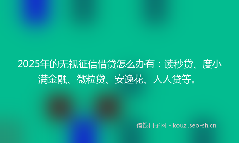 2025年的无视征信借贷怎么办有：读秒贷、度小满金融、微粒贷、安逸花、人人贷等。