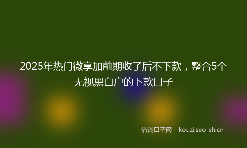 2025年热门微享加前期收了后不下款，整合5个无视黑白户的下款口子
