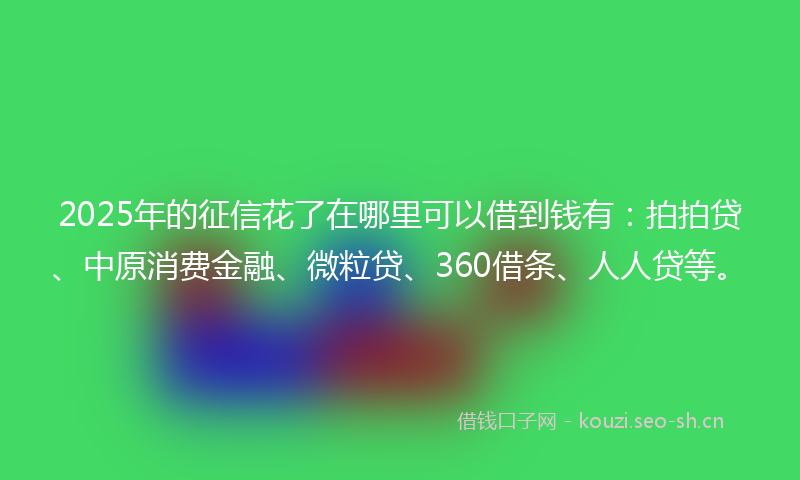 2025年的征信花了在哪里可以借到钱有：拍拍贷、中原消费金融、微粒贷、360借条、人人贷等。