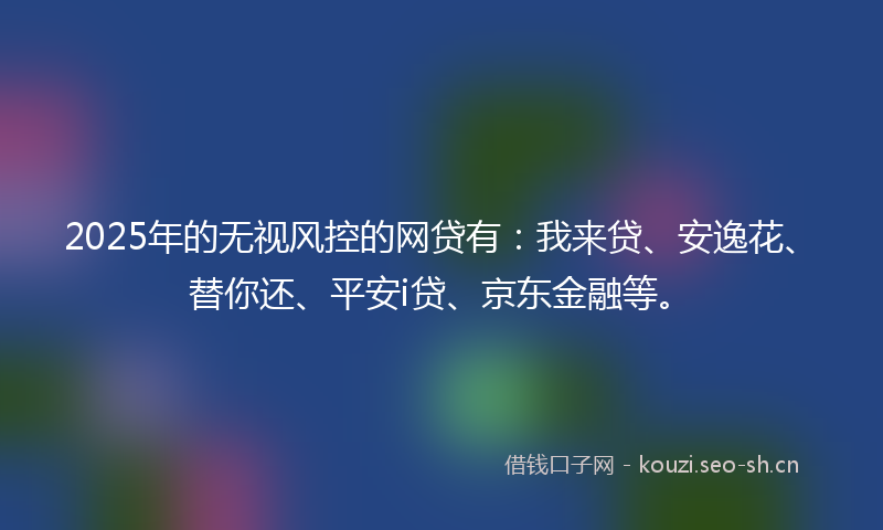 2025年的无视风控的网贷有：我来贷、安逸花、替你还、平安i贷、京东金融等。