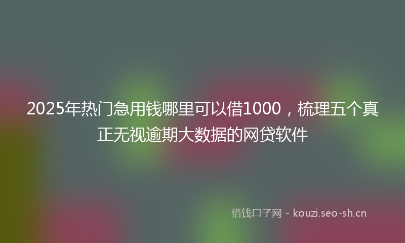 2025年热门急用钱哪里可以借1000，梳理五个真正无视逾期大数据的网贷软件