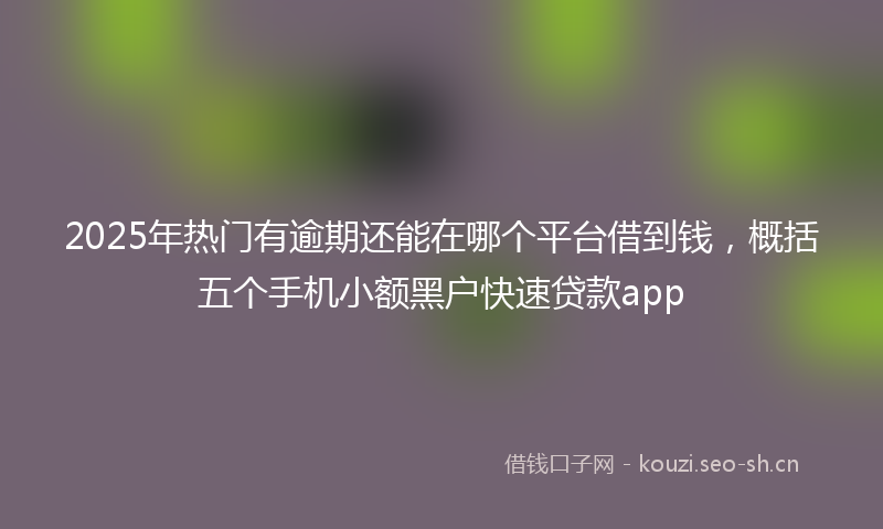 2025年热门有逾期还能在哪个平台借到钱，概括五个手机小额黑户快速贷款app