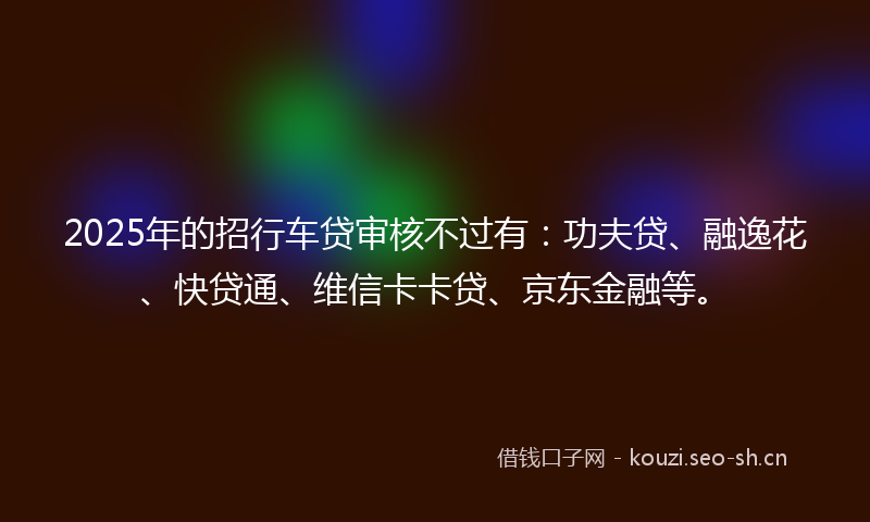 2025年的招行车贷审核不过有：功夫贷、融逸花、快贷通、维信卡卡贷、京东金融等。
