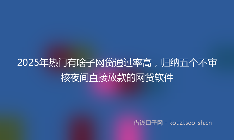 2025年热门有啥子网贷通过率高，归纳五个不审核夜间直接放款的网贷软件