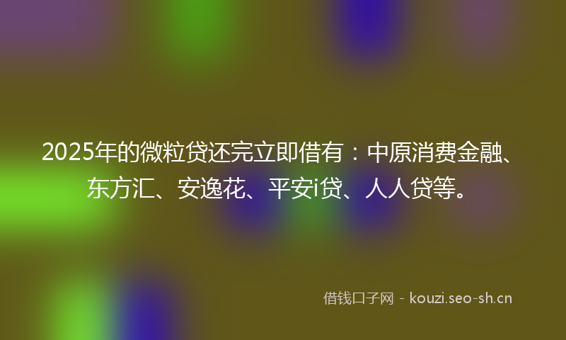 2025年的微粒贷还完立即借有：中原消费金融、东方汇、安逸花、平安i贷、人人贷等。