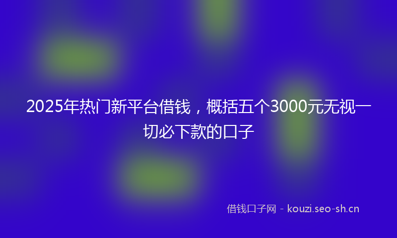 2025年热门新平台借钱，概括五个3000元无视一切必下款的口子