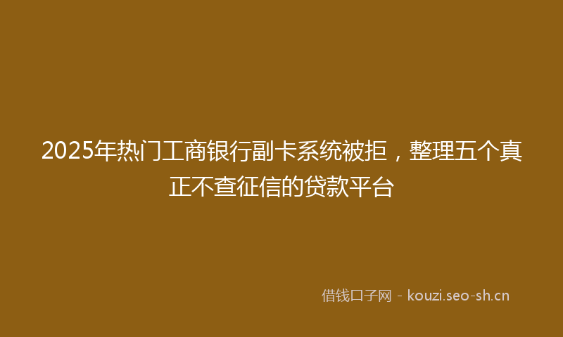 2025年热门工商银行副卡系统被拒，整理五个真正不查征信的贷款平台