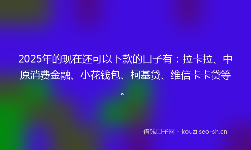 2025年的现在还可以下款的口子有：拉卡拉、中原消费金融、小花钱包、柯基贷、维信卡卡贷等。