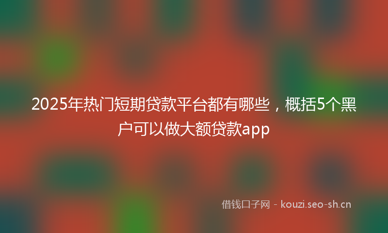 2025年热门短期贷款平台都有哪些，概括5个黑户可以做大额贷款app