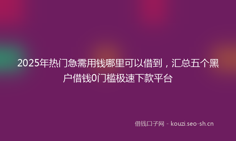 2025年热门急需用钱哪里可以借到，汇总五个黑户借钱0门槛极速下款平台
