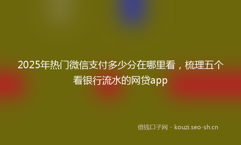 2025年热门微信支付多少分在哪里看，梳理五个看银行流水的网贷app