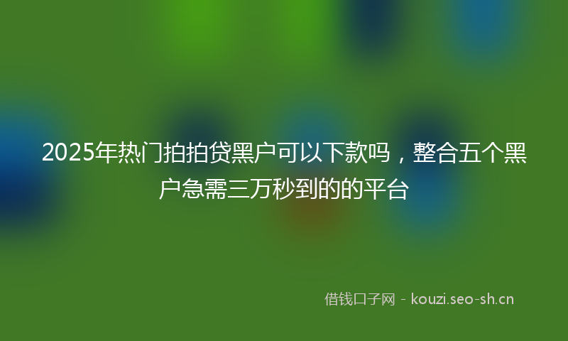 2025年热门拍拍贷黑户可以下款吗，整合五个黑户急需三万秒到的的平台