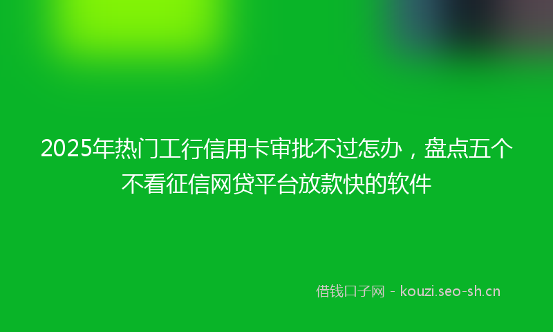 2025年热门工行信用卡审批不过怎办，盘点五个不看征信网贷平台放款快的软件