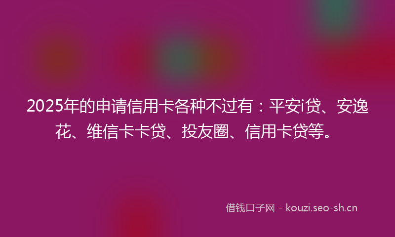 2025年的申请信用卡各种不过有：平安i贷、安逸花、维信卡卡贷、投友圈、信用卡贷等。