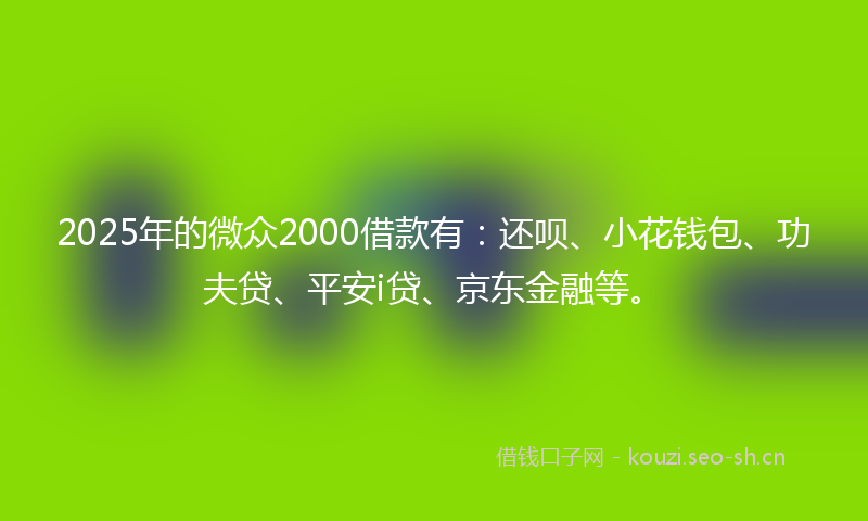 2025年的微众2000借款有:还呗、小花钱包、功夫贷、平安i贷、京东金融等。