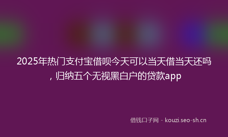 2025年热门支付宝借呗今天可以当天借当天还吗，归纳五个无视黑白户的贷款app