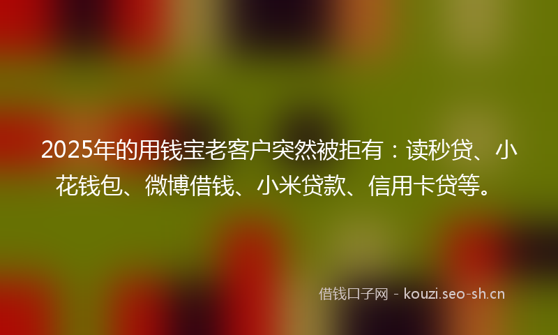 2025年的用钱宝老客户突然被拒有：读秒贷、小花钱包、微博借钱、小米贷款、信用卡贷等。