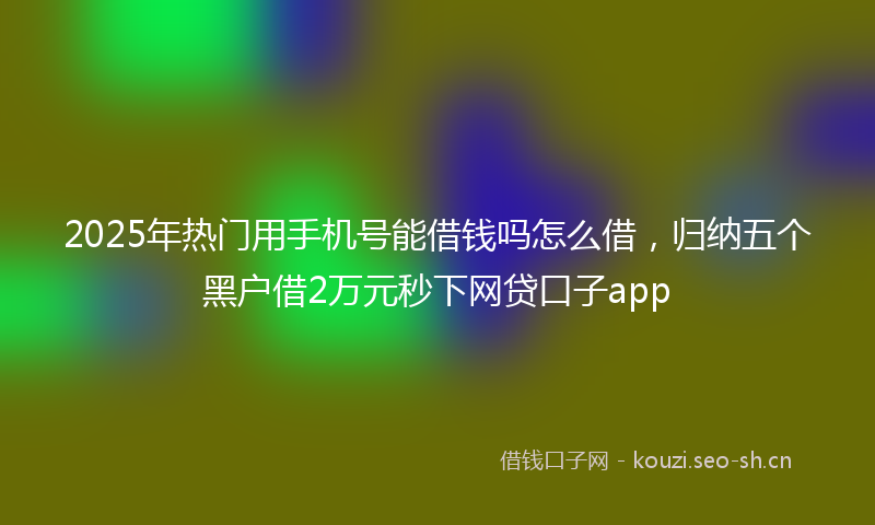 2025年热门用手机号能借钱吗怎么借，归纳五个黑户借2万元秒下网贷口子app