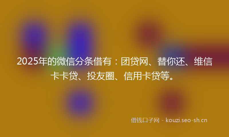 2025年的微信分条借有：团贷网、替你还、维信卡卡贷、投友圈、信用卡贷等。