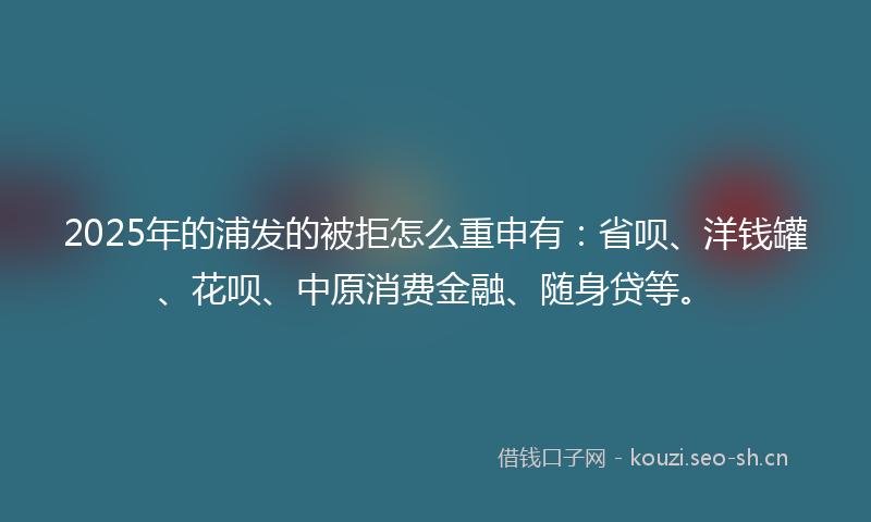 2025年的浦发的被拒怎么重申有：省呗、洋钱罐、花呗、中原消费金融、随身贷等。