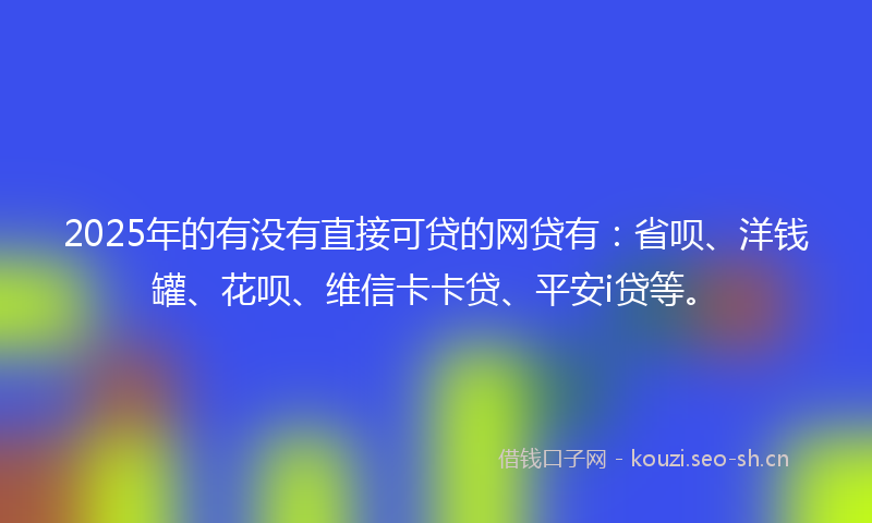 2025年的有没有直接可贷的网贷有：省呗、洋钱罐、花呗、维信卡卡贷、平安i贷等。