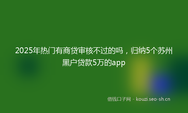 2025年热门有商贷审核不过的吗，归纳5个苏州黑户贷款5万的app