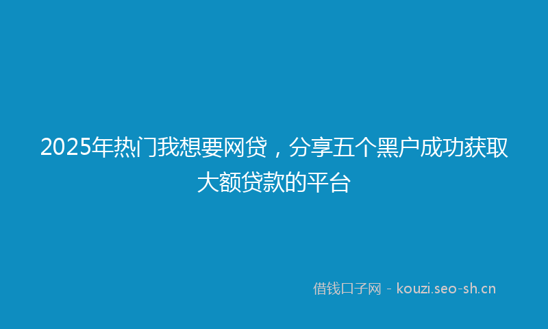 2025年热门我想要网贷，分享五个黑户成功获取大额贷款的平台
