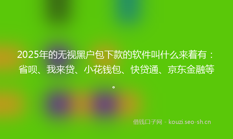 2025年的无视黑户包下款的软件叫什么来着有：省呗、我来贷、小花钱包、快贷通、京东金融等。
