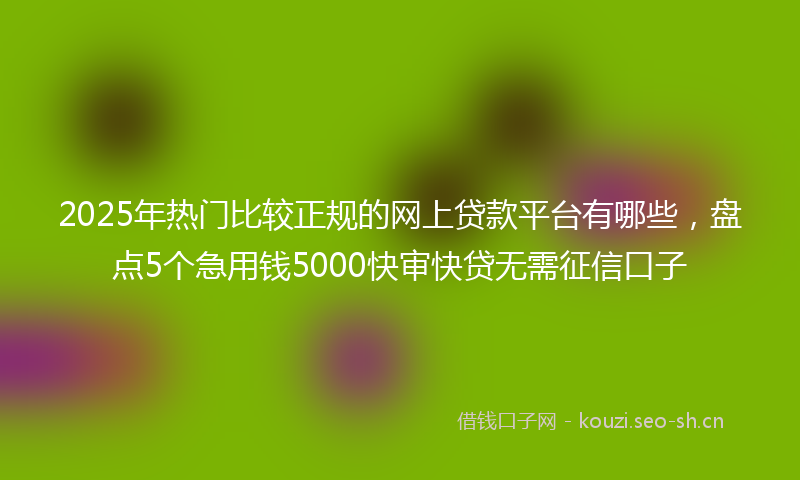 2025年热门比较正规的网上贷款平台有哪些，盘点5个急用钱5000快审快贷无需征信口子