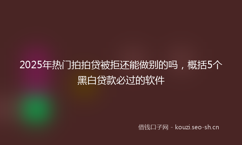 2025年热门拍拍贷被拒还能做别的吗,概括5个黑白贷款必过的软件