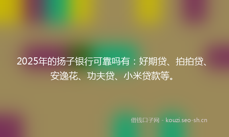 2025年的扬子银行可靠吗有：好期贷、拍拍贷、安逸花、功夫贷、小米贷款等。