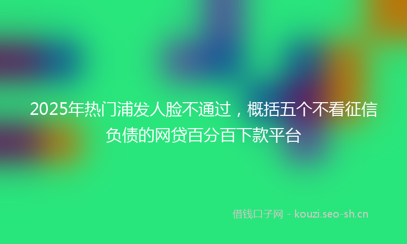 2025年热门浦发人脸不通过，概括五个不看征信负债的网贷百分百下款平台